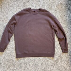 Nuuds Men Classic Crewneck Sweatshirt Fleece Oversized Coffee Brown Pullover XL